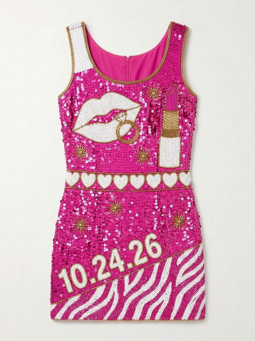 Bach Kiss hand-beaded sequin reception dress, front