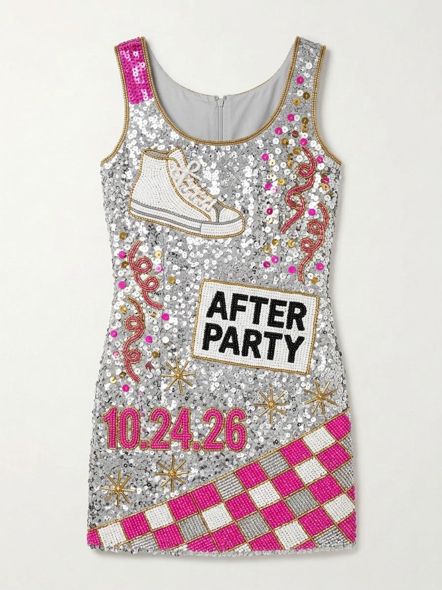 After Party hand-beaded sequin reception dress, front