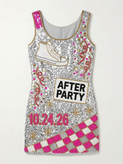After Party hand-beaded sequin reception dress, front