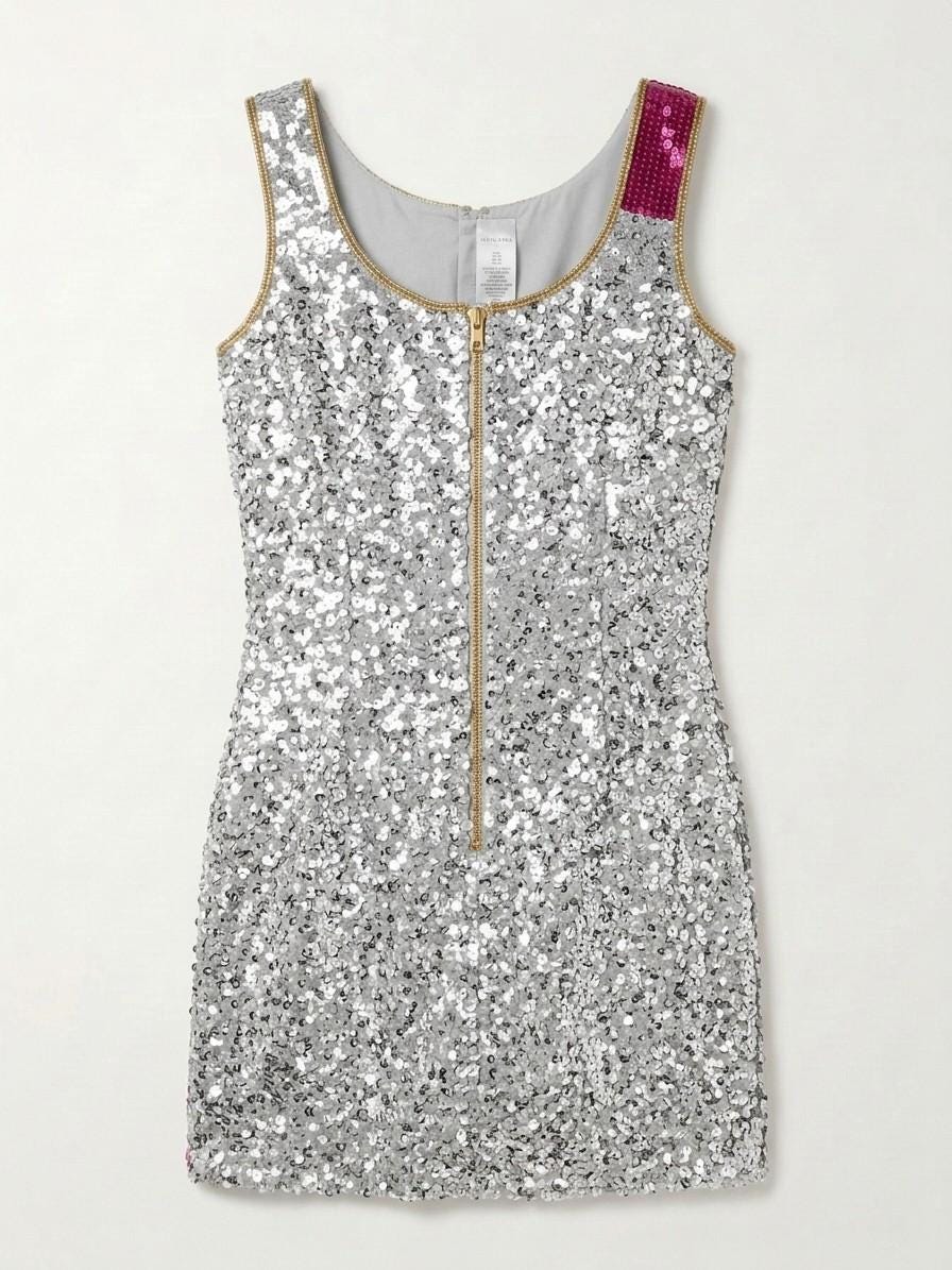 After Party beaded reception dress, back with gold zipper