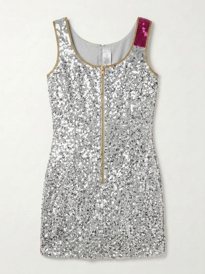 After Party beaded reception dress, back with gold zipper