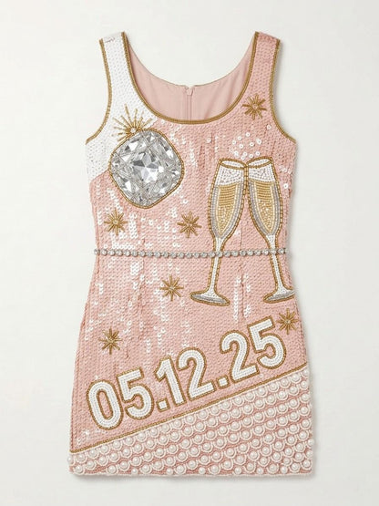 The Rock hand-beaded sequin reception dress, front