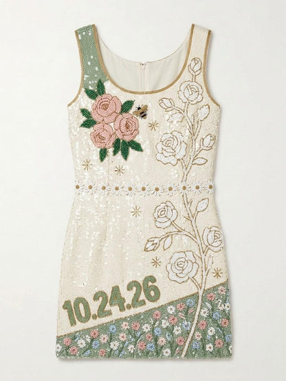 Garden Bride hand-beaded sequin reception dress, front