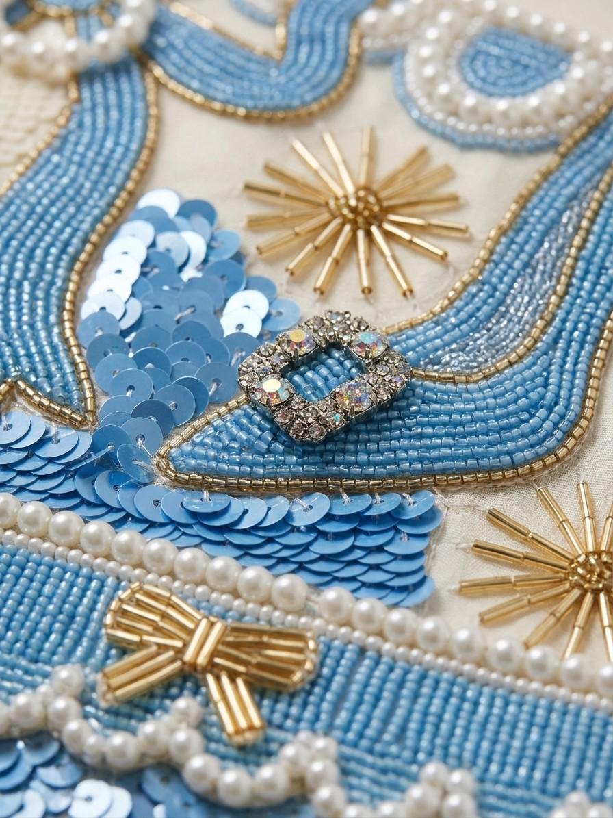 Blue Bow beadwork close-up