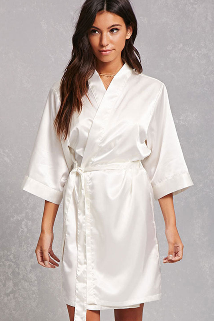 Ivory personalized satin bridesmaid robe