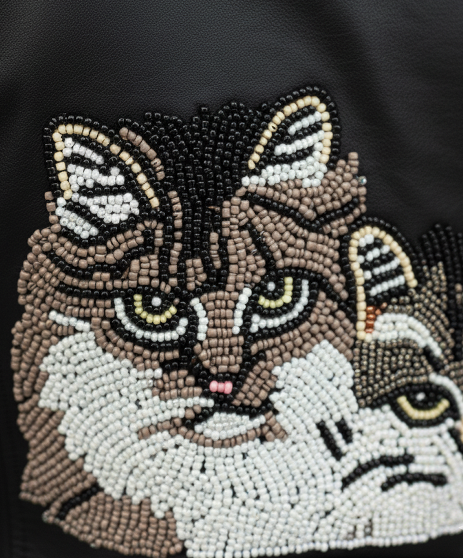 Personalized Bridal Leather Jacket with Custom Pet Portrait