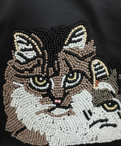 Personalized Bridal Leather Jacket with Custom Pet Portrait