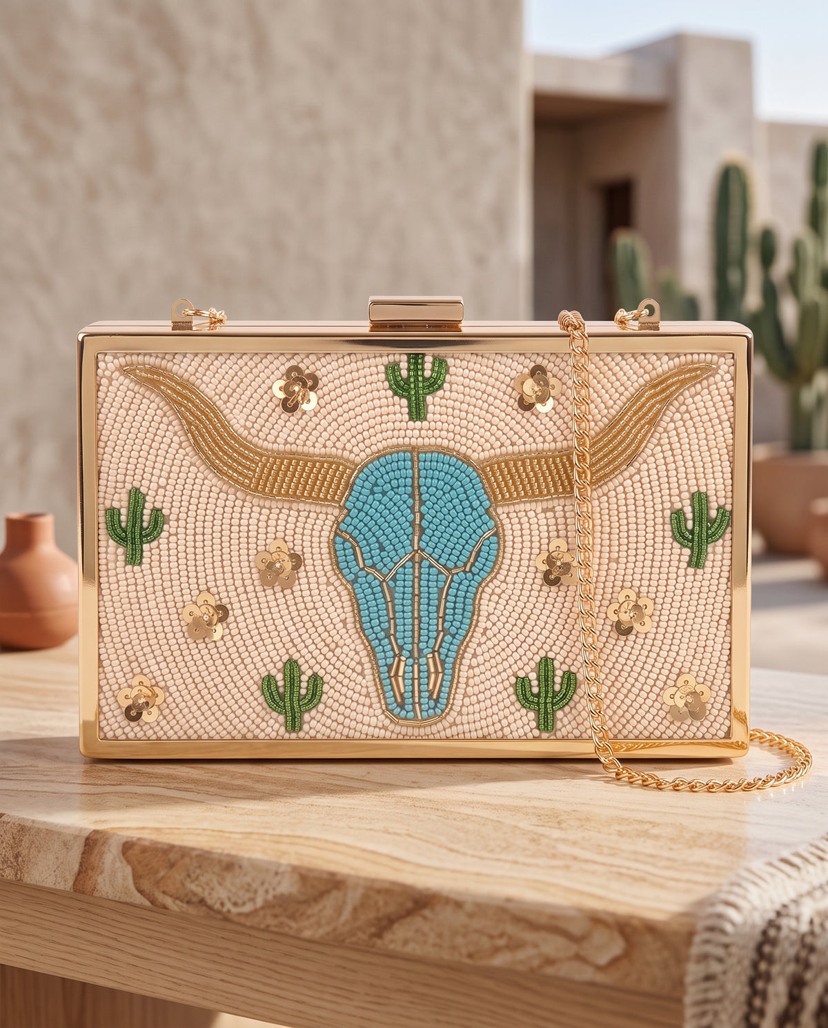 Custom Beaded Longhorn Clutch Purse, Western Bridal Turquoise Beaded Bag with Monogram, Texas Game Day Handbag, Rodeo Evening Bag