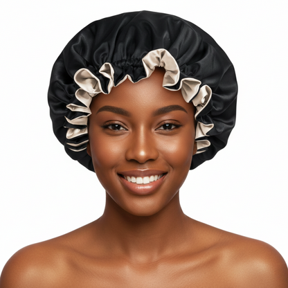 Black Satin Bonnet