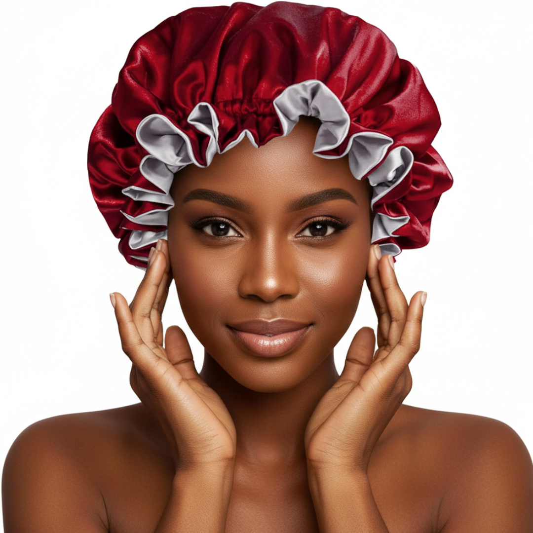 Burgundy Satin Bonnet