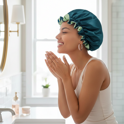 Dark Green Satin Bonnet