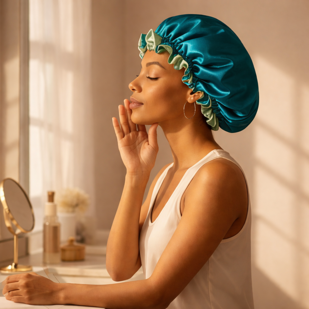 Teal Satin Bonnet