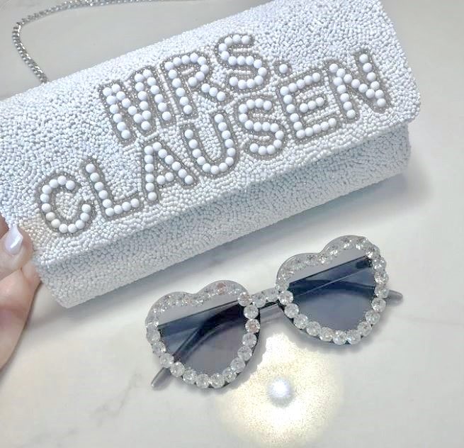 Pearl & Beaded Barrel Clutch for Bride