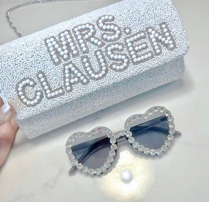 Pearl & Beaded Barrel Clutch for Bride