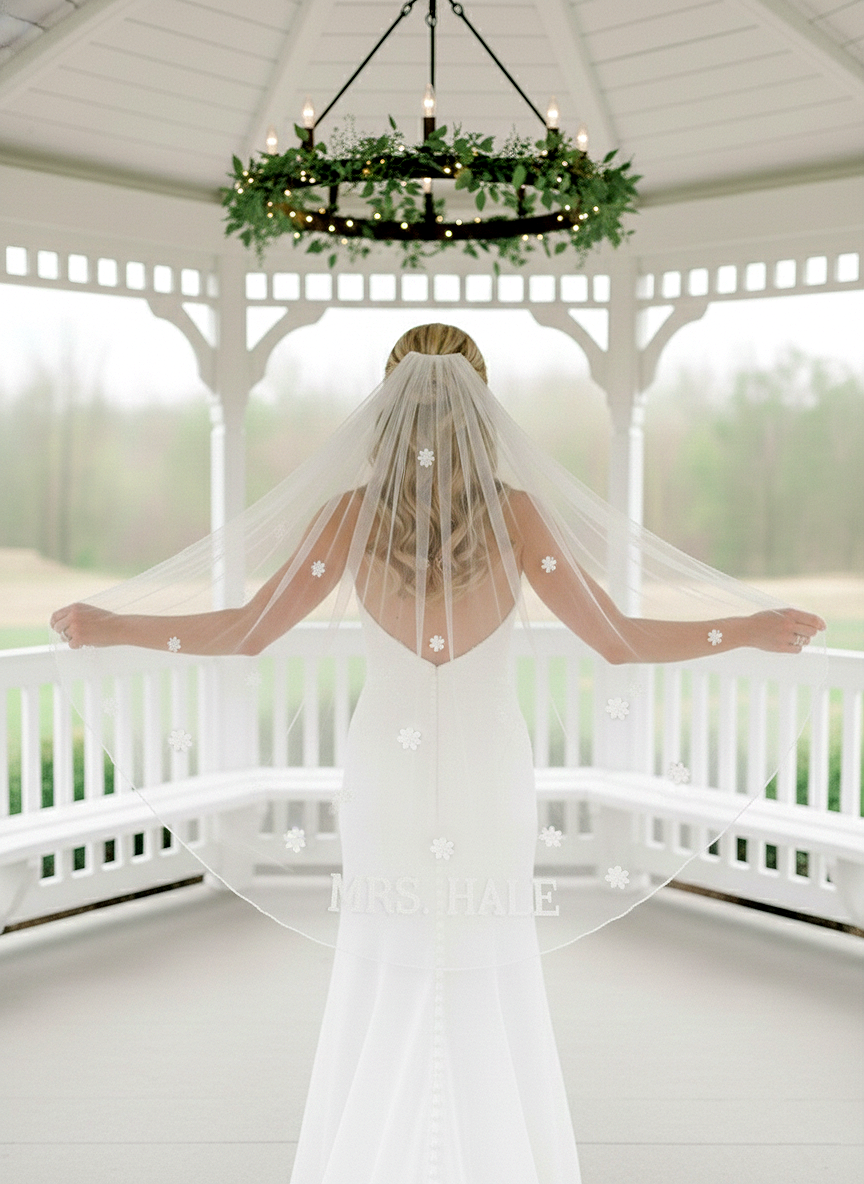 Pearl Floral Personalized Wedding Veil