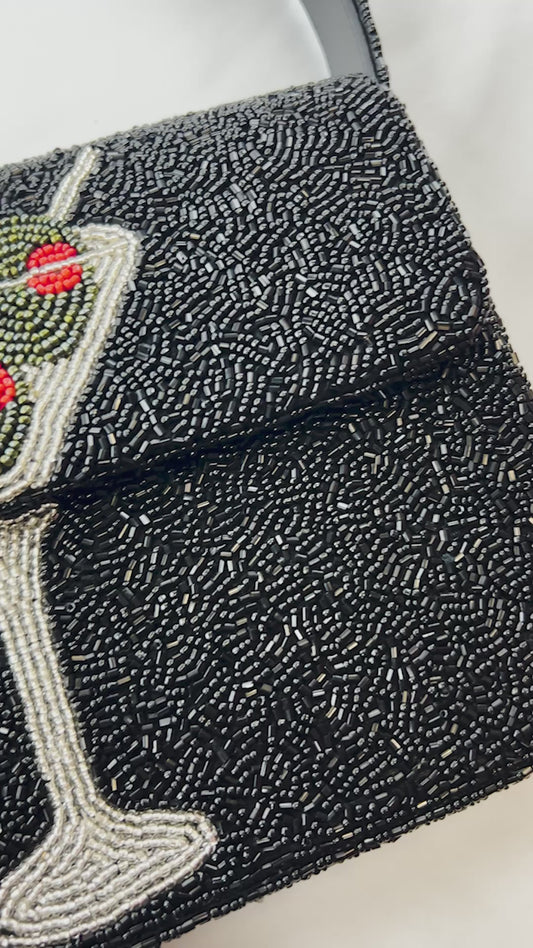 Olive Martini Beaded Shoulder Bag