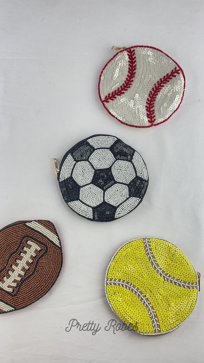Baseball Beaded Coin Purse