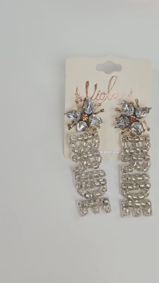 Pink Bride Squad Wine Bottle Seed Bead Earrings
