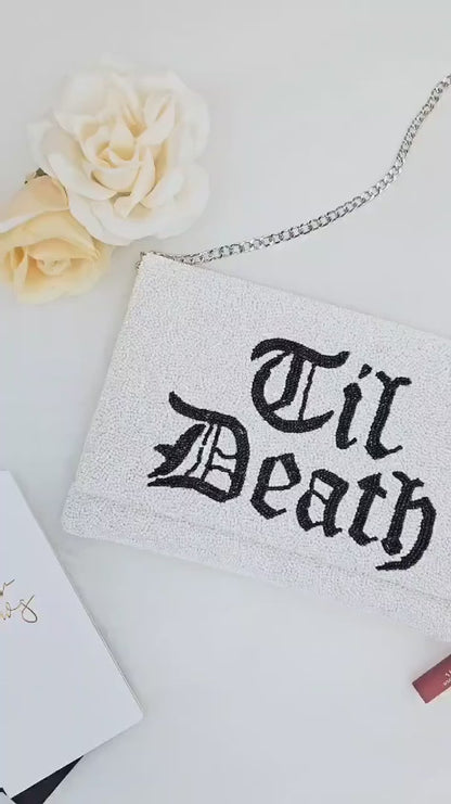 Gothic Beaded Canvas Clutch
