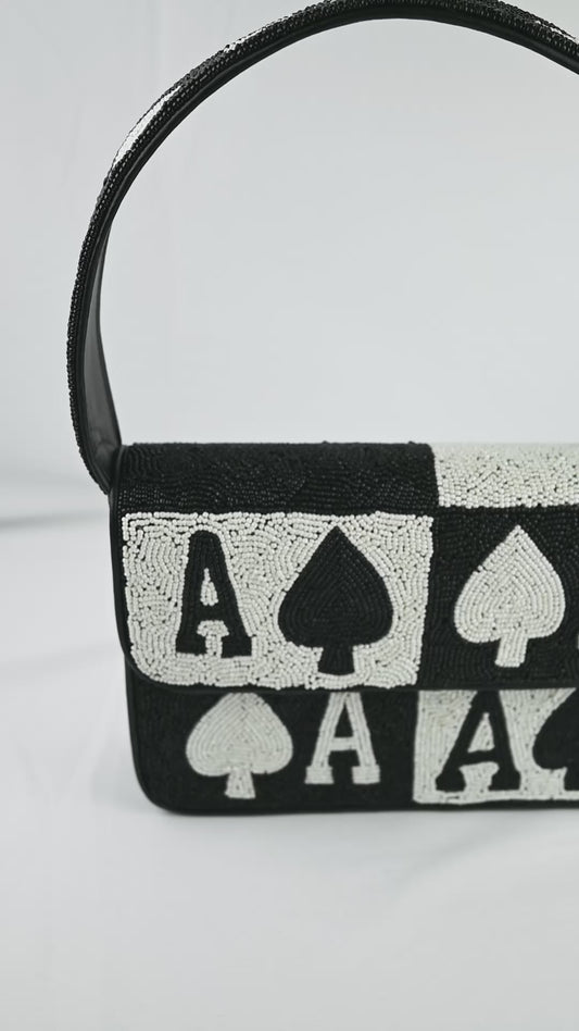 Ace of Spades Beaded Purse