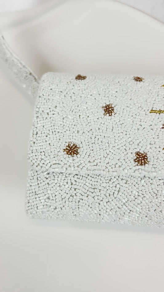 Celestial Sun & Moon Beaded Shoulder Bag