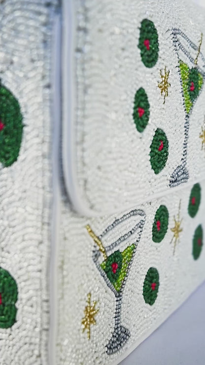 Olive Martini Beaded Shoulder Bag
