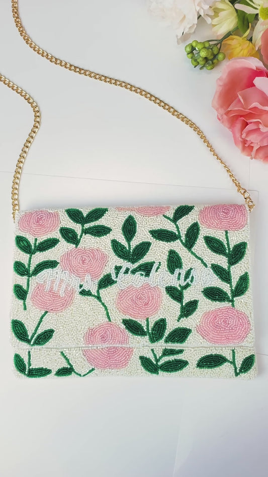 Custom Beaded Canvas Clutch for Bridesmaid