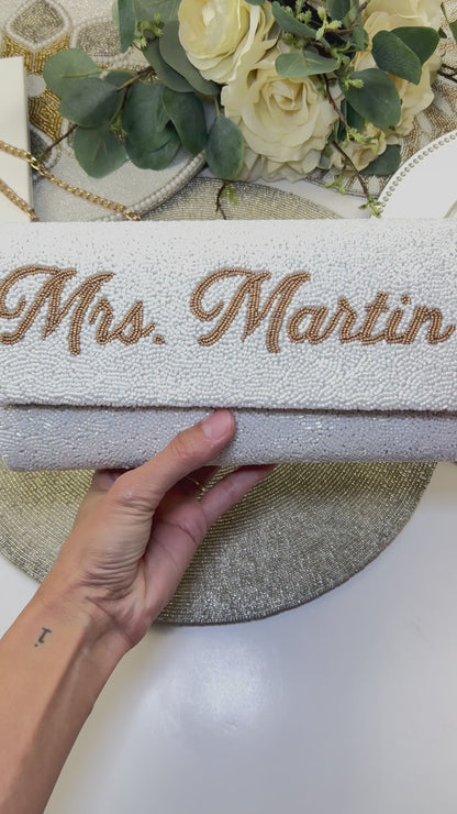 Colorful Beaded Barrel Clutch for Bride
