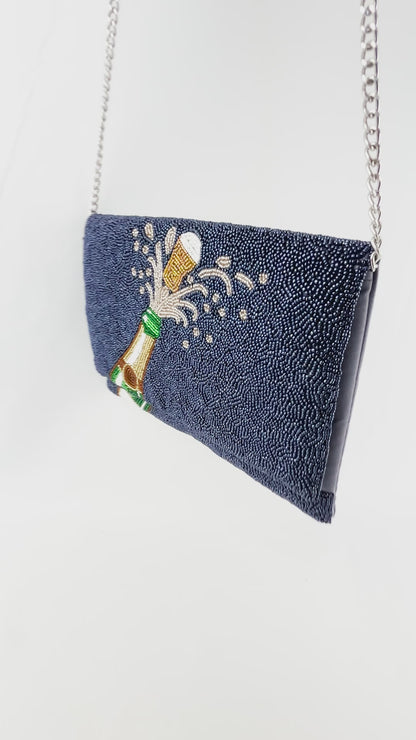 Champagne Pop Beaded Clutch