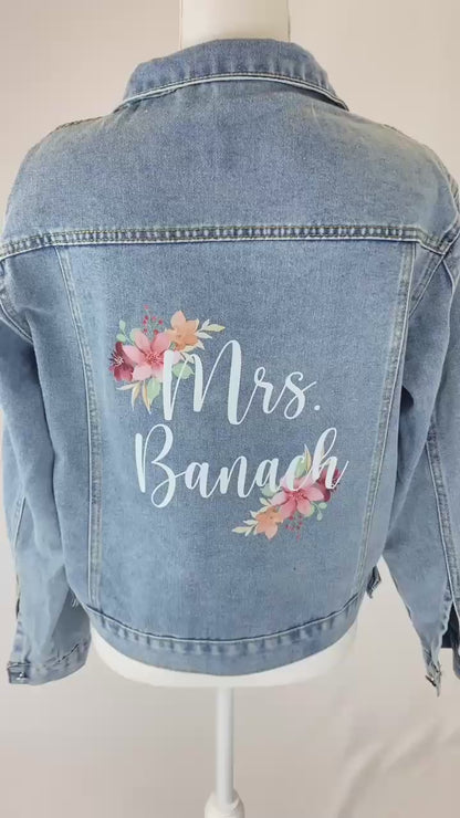 Customized Bridal Jean Jacket with Flowers