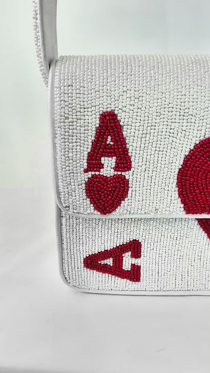 Ace of Hearts Beaded Handbag