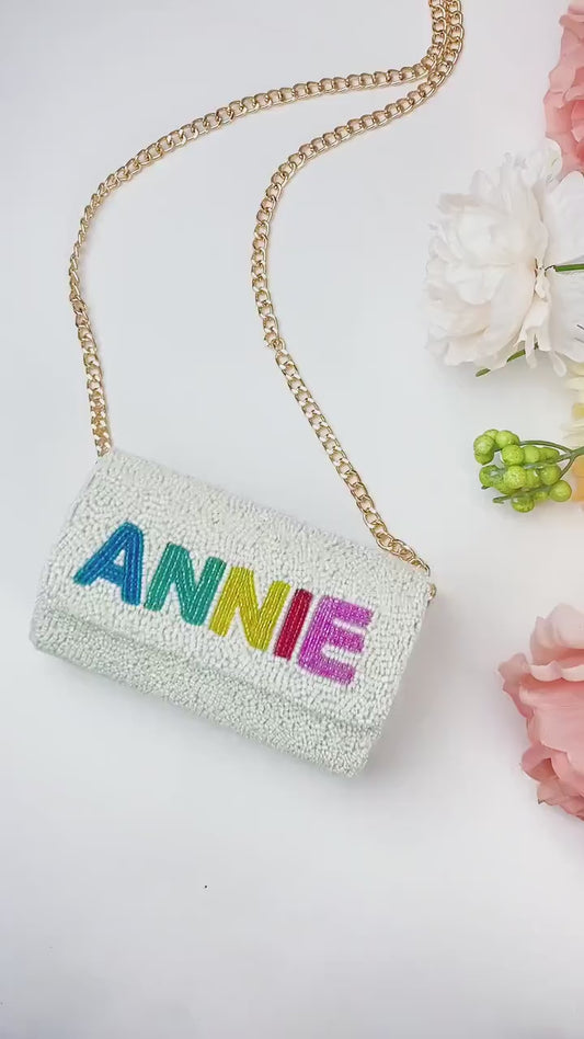 Beaded Mini Barrel Clutch for Flower Girl