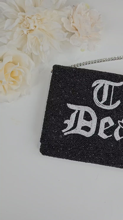 Gothic Beaded Canvas Clutch