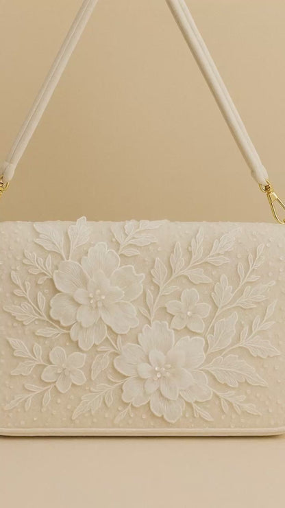 Floral Embroidered Bridal Shoulder Purse