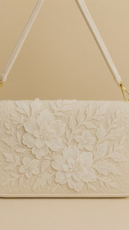 Floral Embroidered Bridal Shoulder Purse