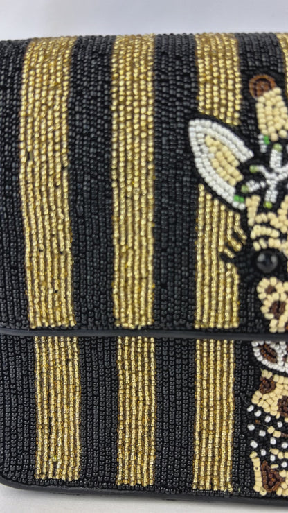 Hand-Beaded Giraffe Purse