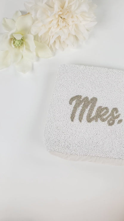 Velvet Beaded Pouch Clutch for Bride