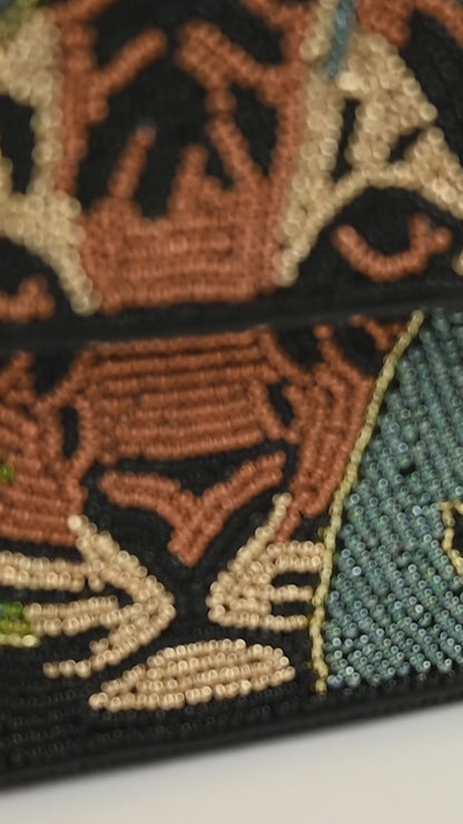 Beaded Tiger Shoulder Bag