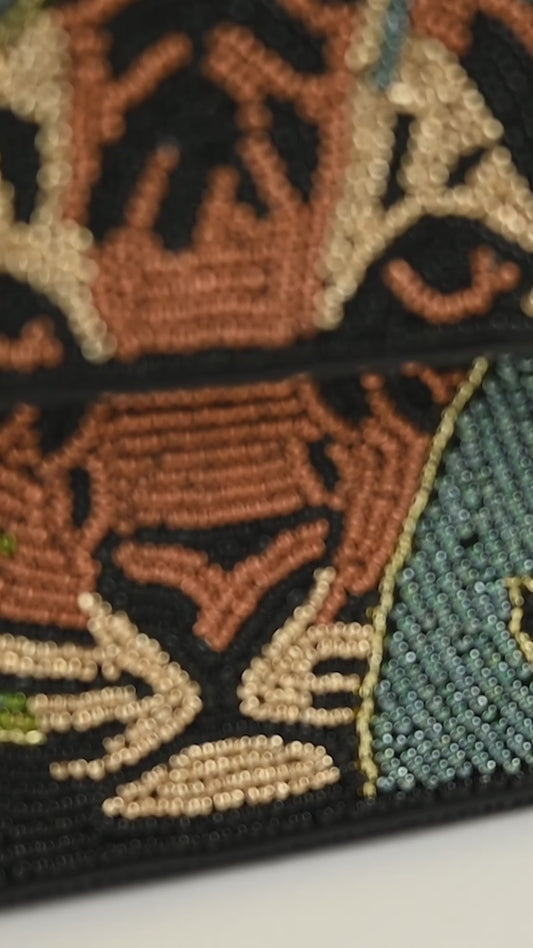 Beaded Tiger Shoulder Bag