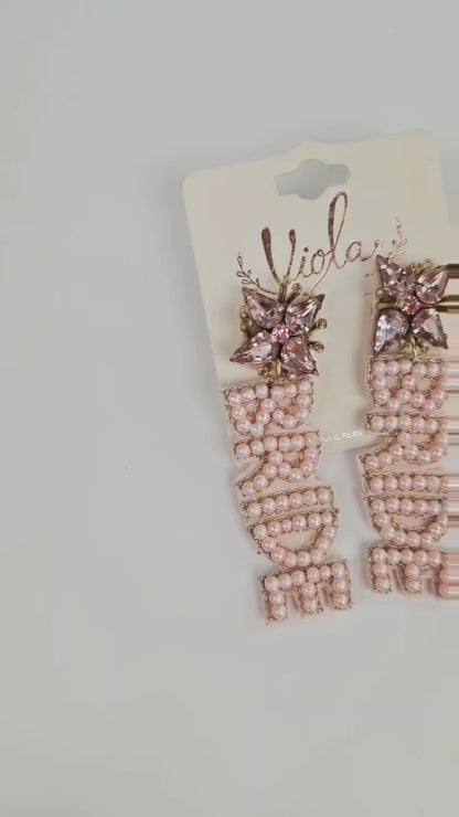 Pink Team Bride Champagne Bottle Earrings