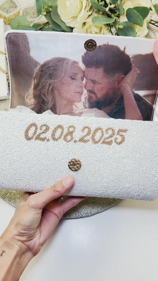 Quilted Barrel Beaded Clutch for Brides