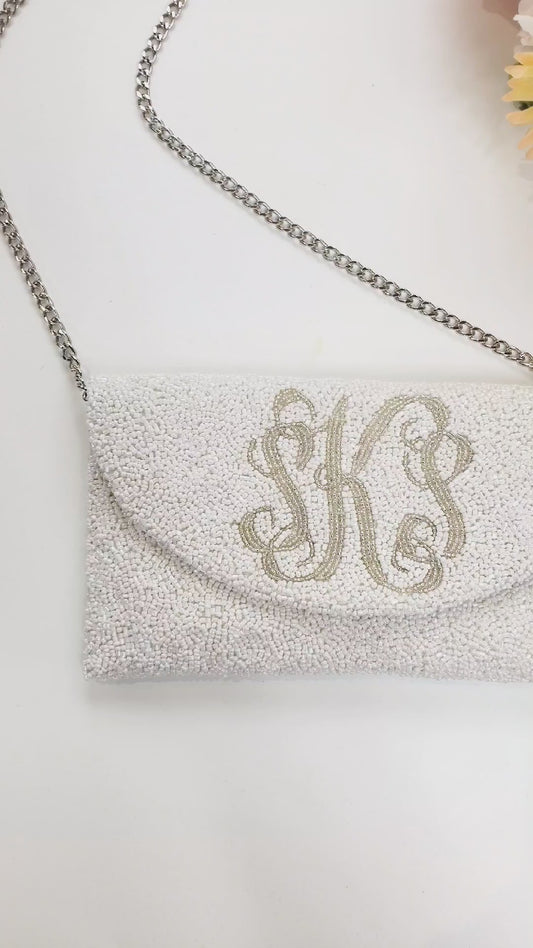 Beaded Half-Moon Envelope Bridal Clutch