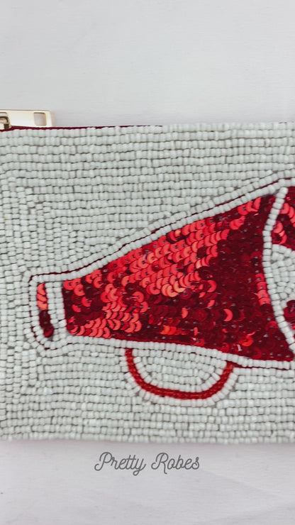 Red Megaphone Beaded Coin Purse