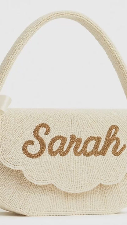 Custom Beaded Ribbon Shoulder Bag for Weddings