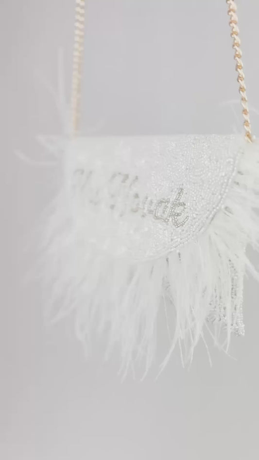 Beaded Feather Bridal Clutch