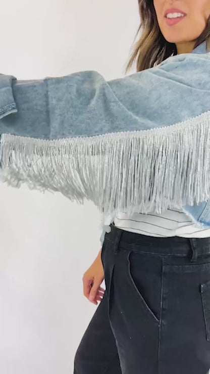 (Blue Fringe) Bridal Denim Jacket Gifts