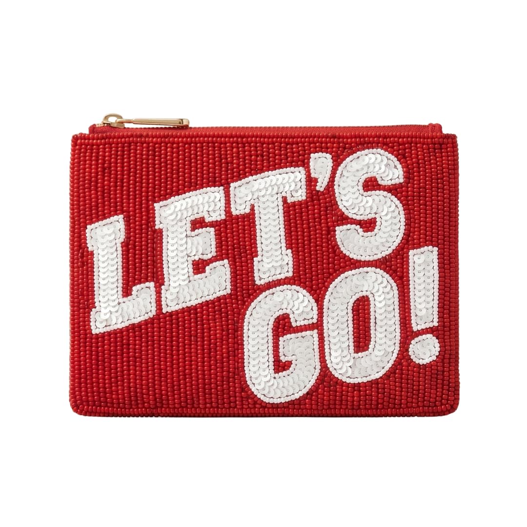 Red Lets Go Beaded Coin Purse