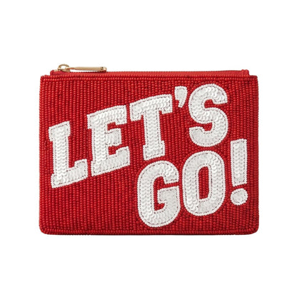 Red Lets Go Beaded Coin Purse