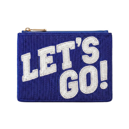 Blue Lets Go Beaded Coin Purse
