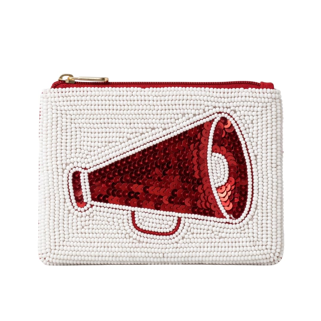 Red Megaphone Beaded Coin Purse